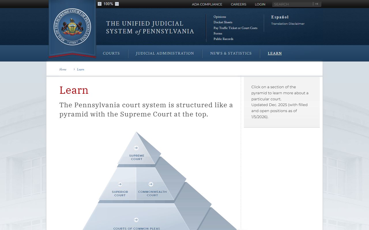 Pennsylvania courts overview for Union County court records