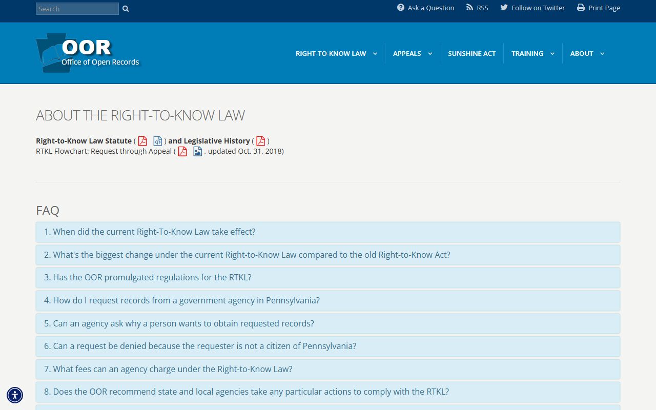 Pennsylvania Right-to-Know Law for Union County court records context