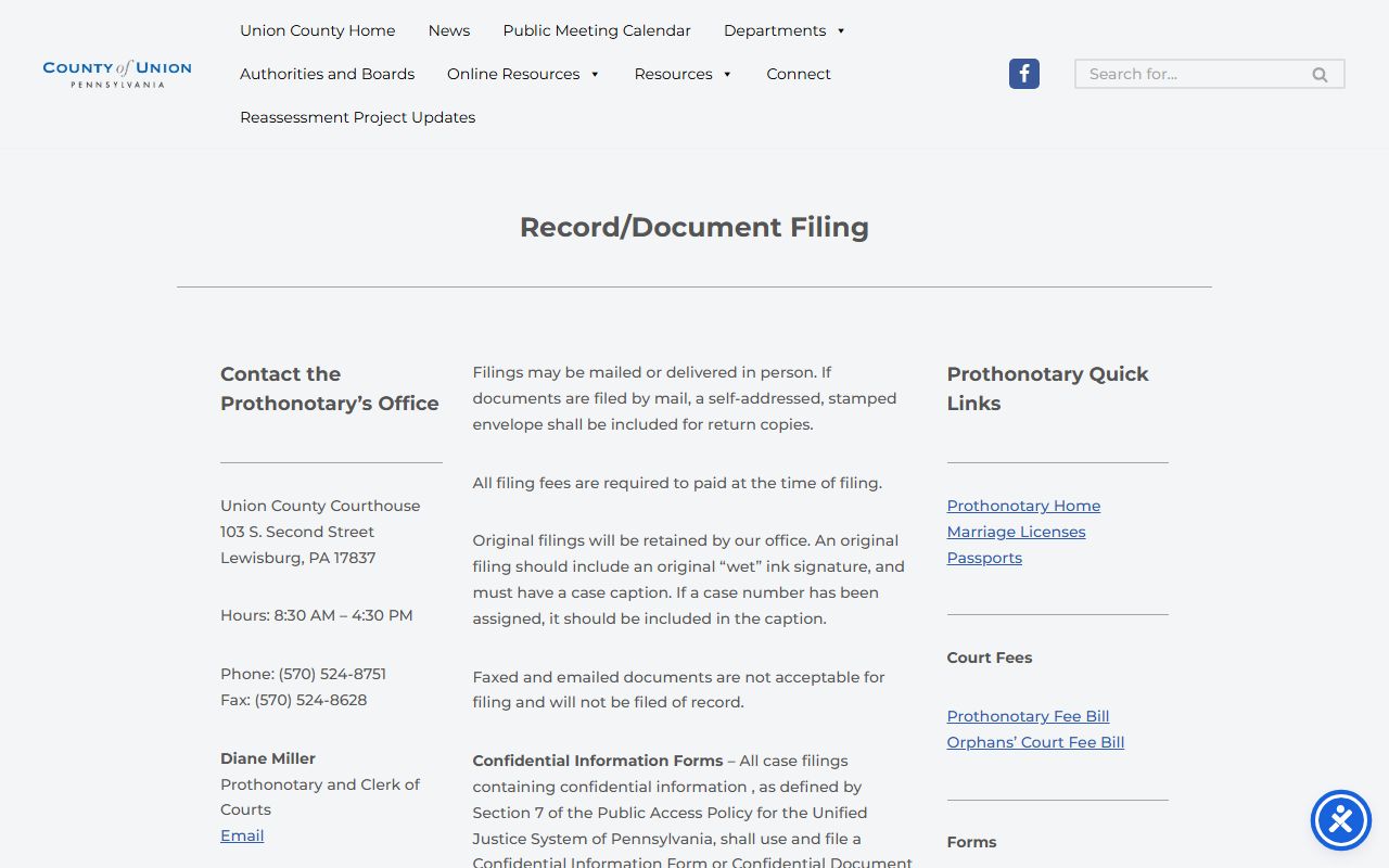 Union County court records filing instructions