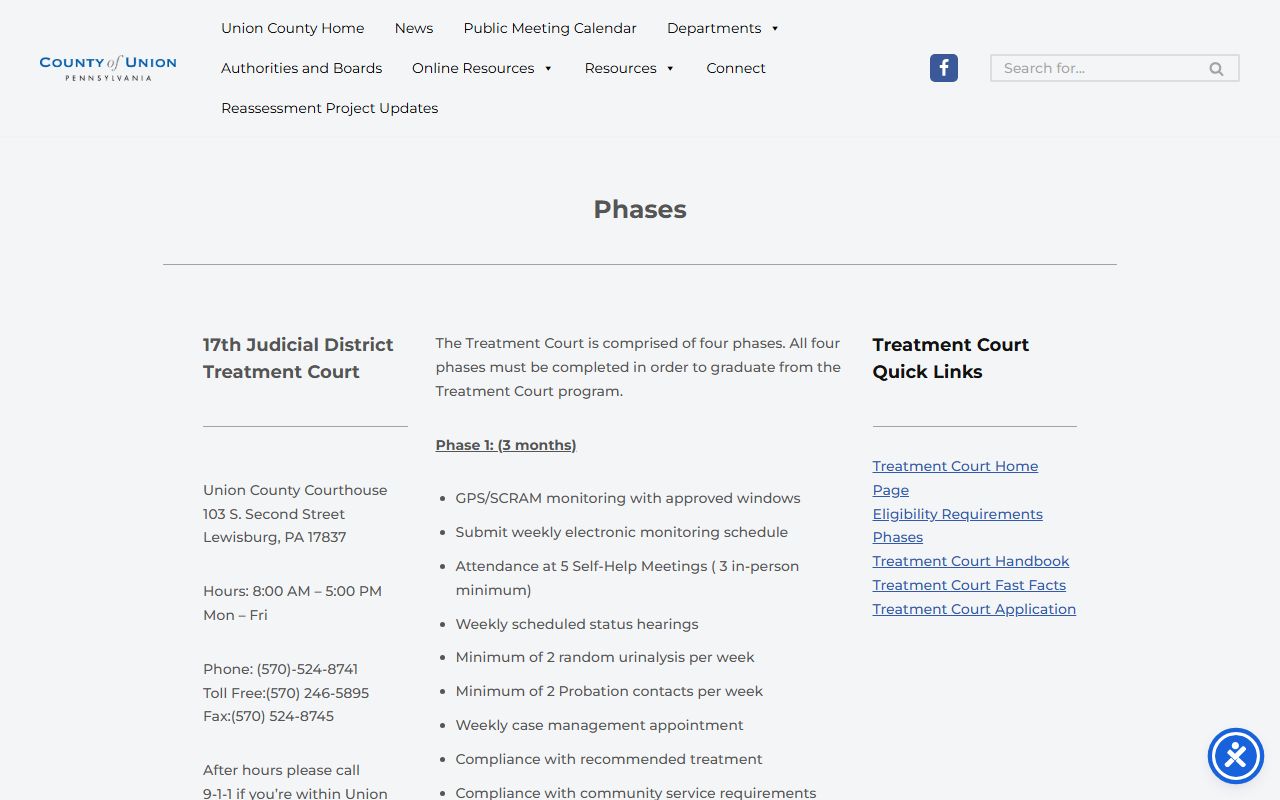 Union County Court of Common Pleas Treatment Court phases