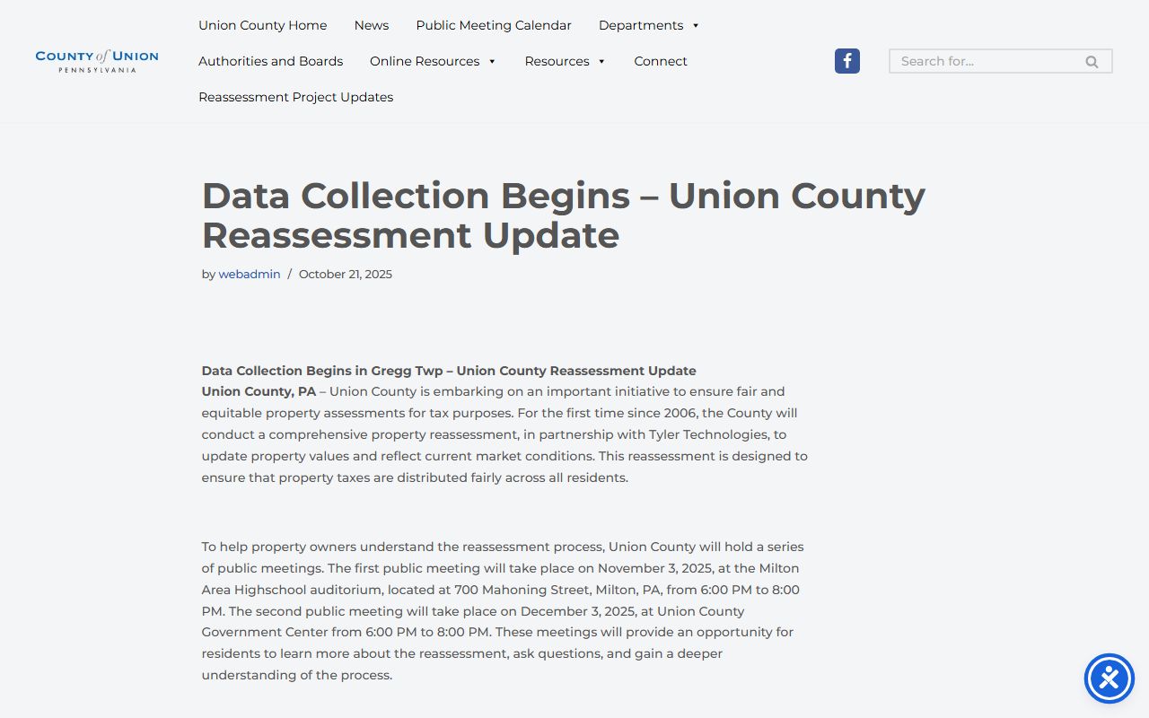 Union County court records reassessment data collection update